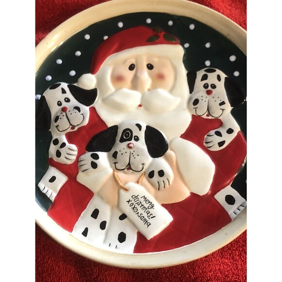 Santa Dalmatians Holiday Plate 3 Dimensional - Picture 4 of 4